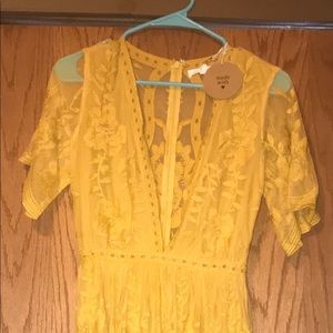 HoneyPunch mustard lace romper dress!